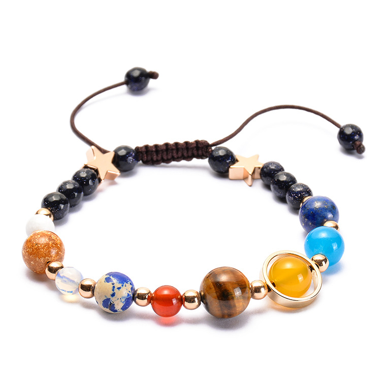 Solar System Bracelet for Men and Women, Universe Galaxy Eight Planets Guardian Star Natural Stone Beads Bracelet Gift Eight Planets 1—yux Eight Planets 1 - Image 1