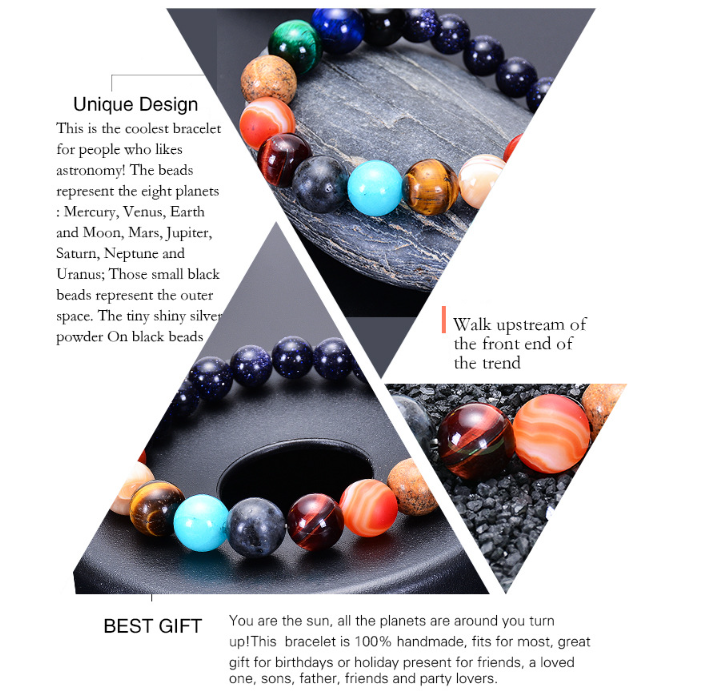 Solar System Bracelet for Men and Women, Universe Galaxy Eight Planets Guardian Star Natural Stone Beads Bracelet Gift Eight Planets 1—yux Eight Planets 1 - Image 2
