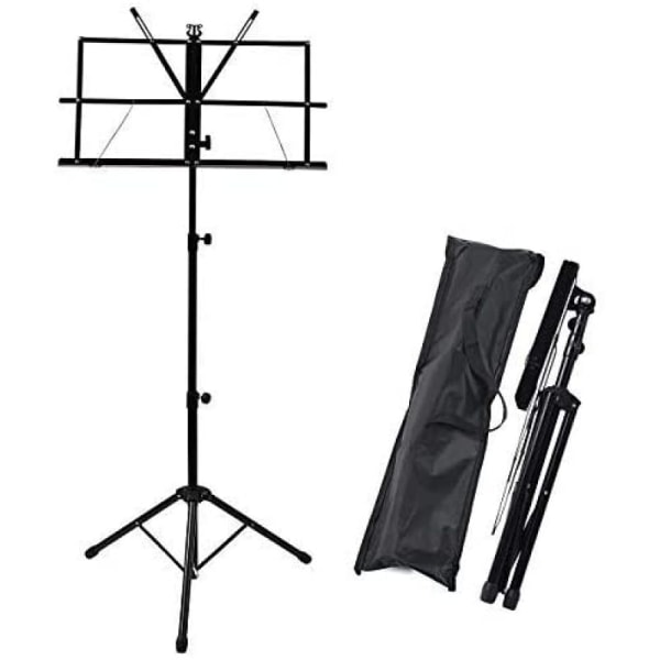 {CA}Adjustable Music Stand, Portable Foldable Metal Stand with Carrying Bag, Lightweight for Storage or Travel, Black - Image 1
