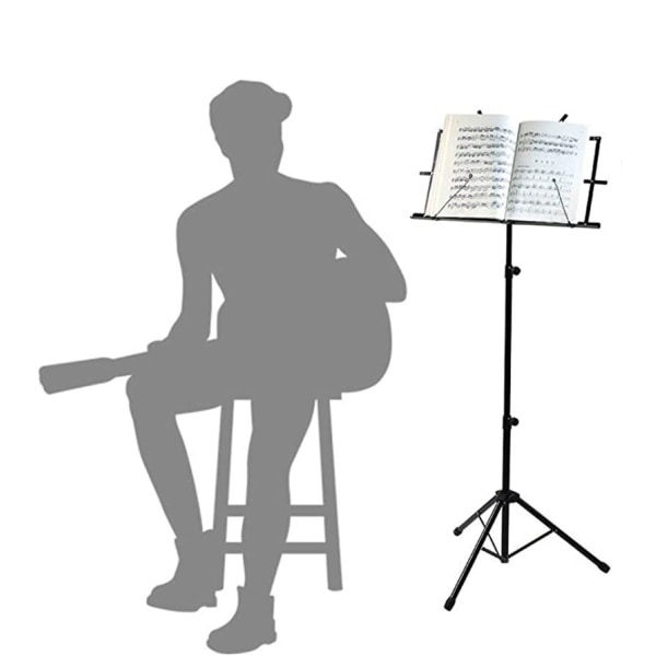 {CA}Adjustable Music Stand, Portable Foldable Metal Stand with Carrying Bag, Lightweight for Storage or Travel, Black - Image 3