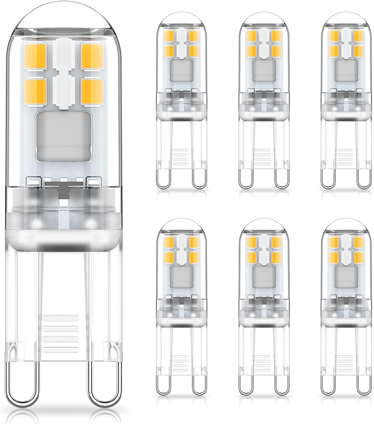 G9 LED bulbs 1.5W equivalent to 20W halogen natural white light 4000K, AC 220-240V, non-dimmable, mini bulb, flicker-free, 6-pack_MGF - Image 1