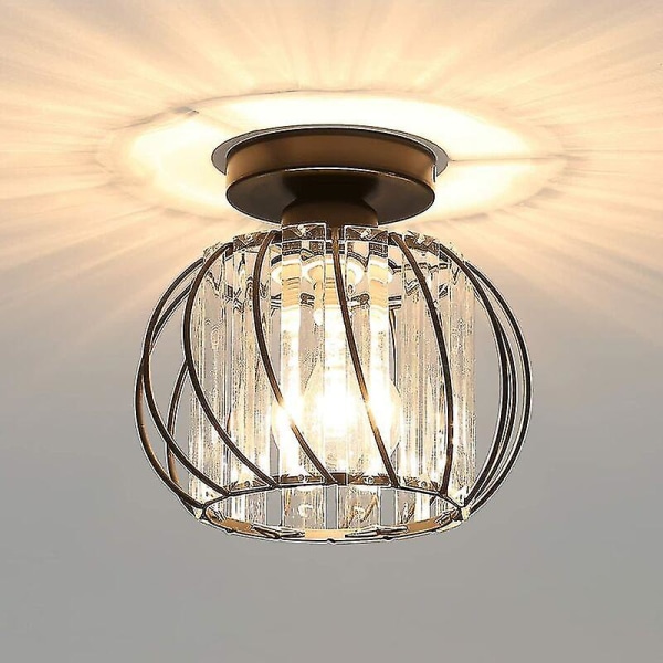 Modern Crystal Ceiling Light E27 LED Ceiling Lamp Mini Crystal Chandelier for Kitchen Dining Room Bedroom Hallway Entrance (Black)HYD - Image 1