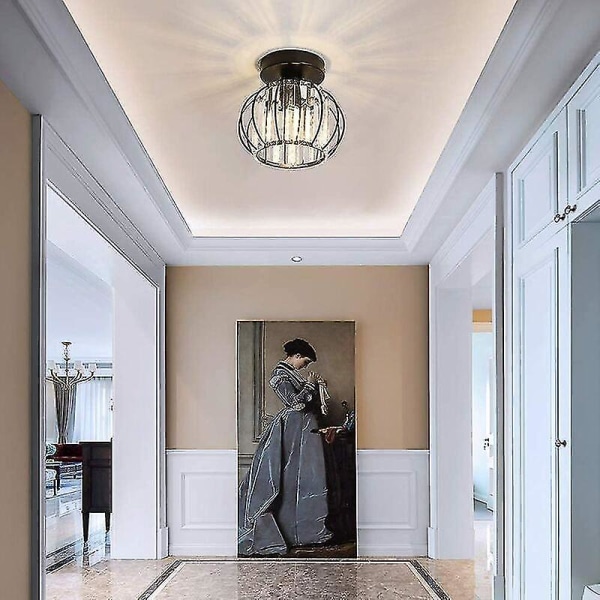 Modern Crystal Ceiling Light E27 LED Ceiling Lamp Mini Crystal Chandelier for Kitchen Dining Room Bedroom Hallway Entrance (Black)HYD - Image 2