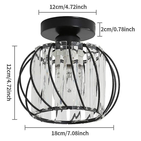 Modern Crystal Ceiling Light E27 LED Ceiling Lamp Mini Crystal Chandelier for Kitchen Dining Room Bedroom Hallway Entrance (Black)HYD - Image 3