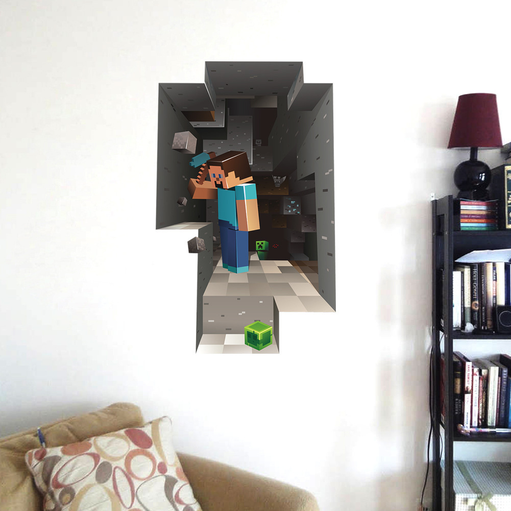 New Style 2-Pack Minecraft Giant Peel and Stick Wall Sticker Cartoon Stic—yux - Image 1