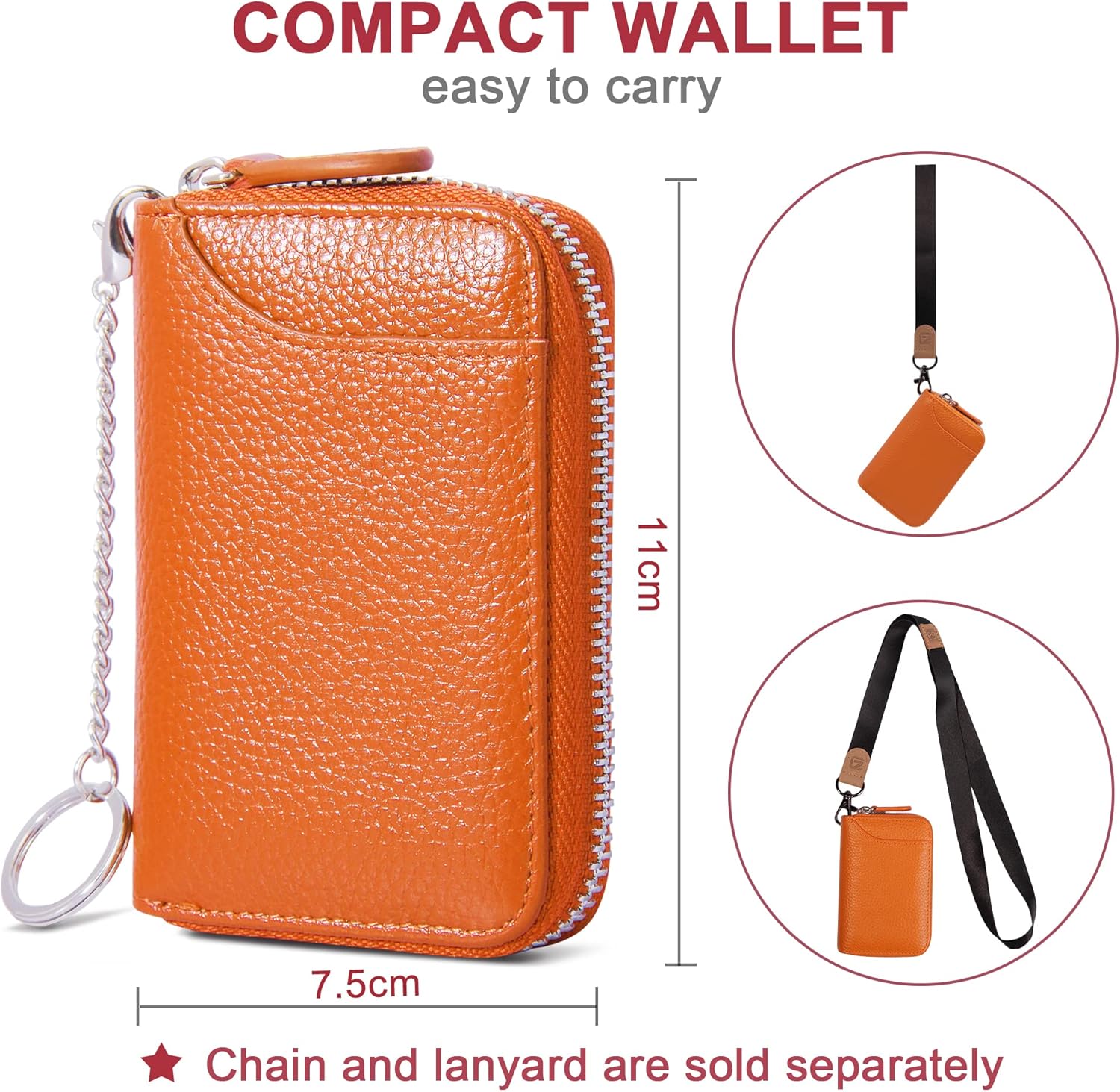 Credit Card Holder RFID Blocking Wallets Thin Mini Bag for Travel Card Case & Money Organizers Cash Envelope Wallet for Women Gift_yux Orange - Image 4
