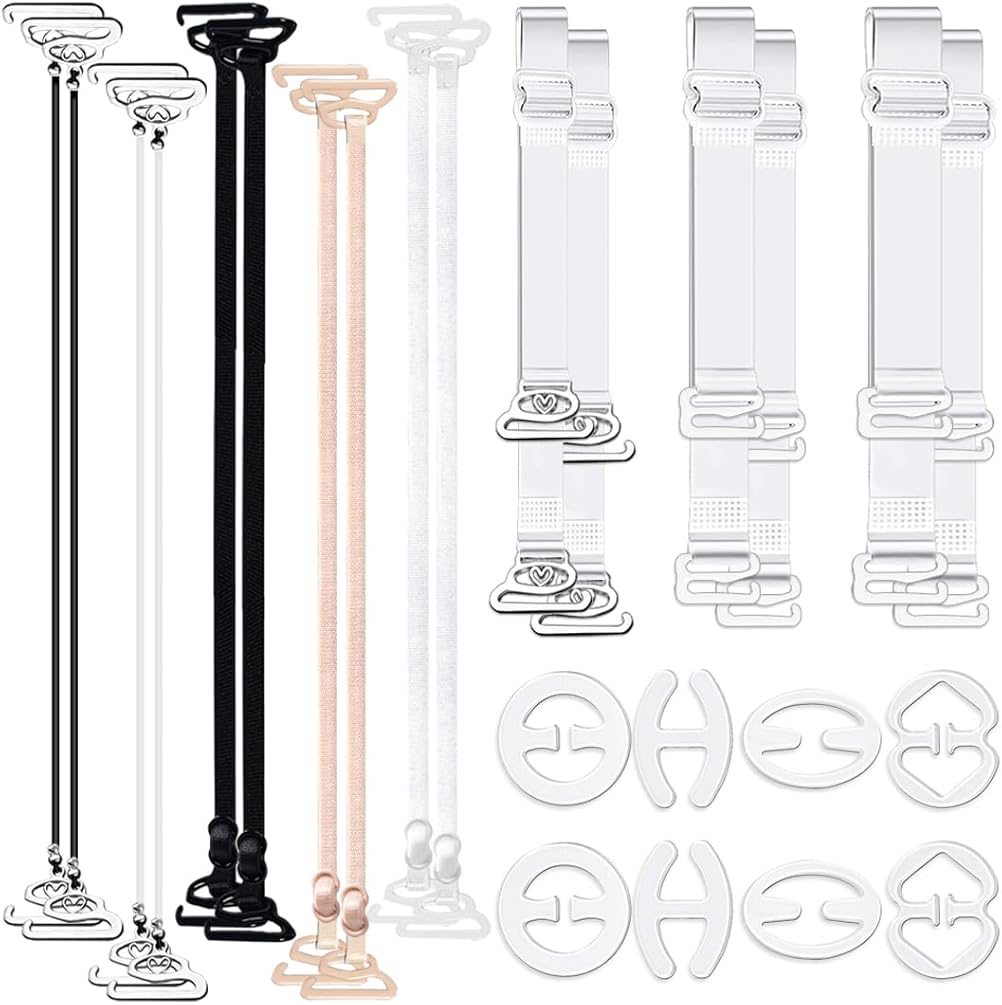 24pcs Transparent Bra Straps, Invisible Adjustable Bra Straps Non-slip Bra Replacement Straps, 8pcs Transparent Bra Strap Clips + 16pcs Bra Straps_xx_yux - Image 1