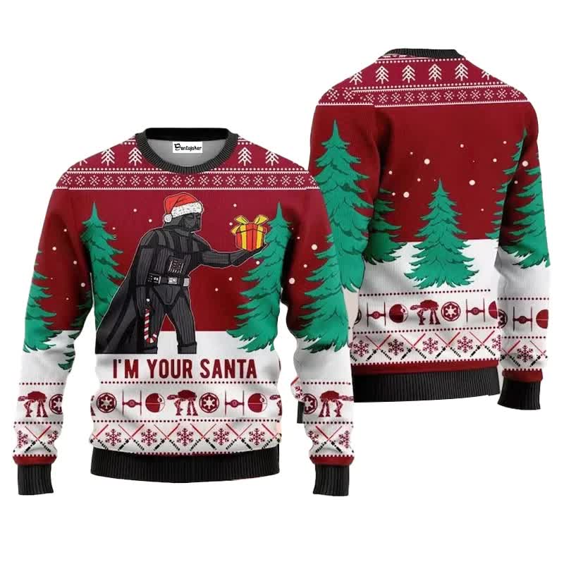 Santa Darth Vader Christmas Sweater Ugly Star Wars The Mandalorian Men's Sweater Autumn Winter Women's Sweater style 4 style 4 L - Image 1