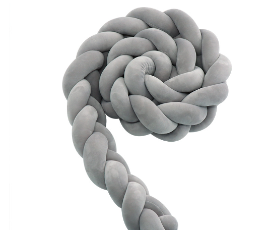 Baby rotating bed snake, bed cover decoration, handmade three-strand braid Light gray Light gray 1 meter - Image 1