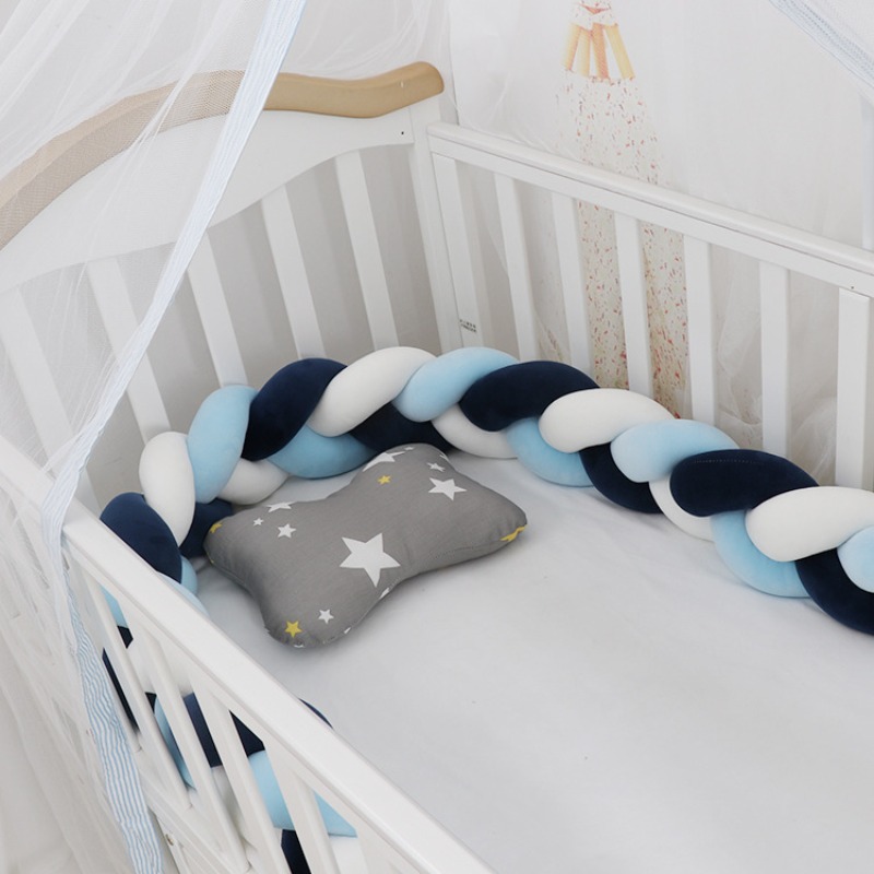Baby rotating bed snake, bed cover decoration, handmade three-strand braid Light gray Light gray 1 meter - Image 2