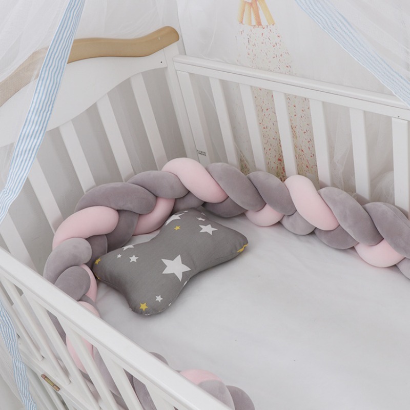 Baby rotating bed snake, bed cover decoration, handmade three-strand braid Light gray Light gray 1 meter - Image 3
