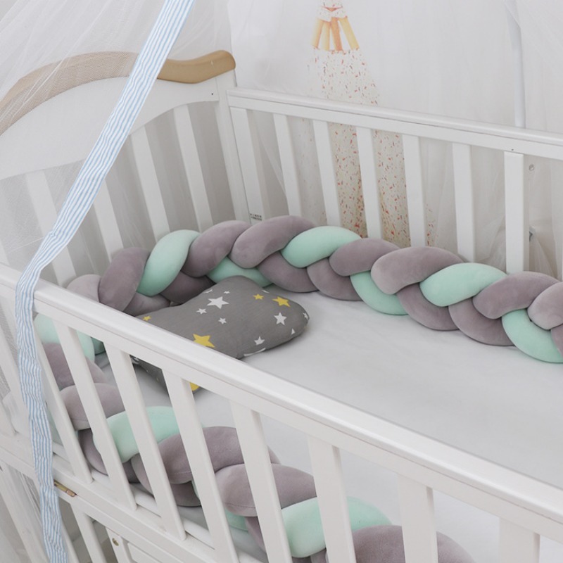 Baby rotating bed snake, bed cover decoration, handmade three-strand braid Light gray Light gray 1 meter - Image 7