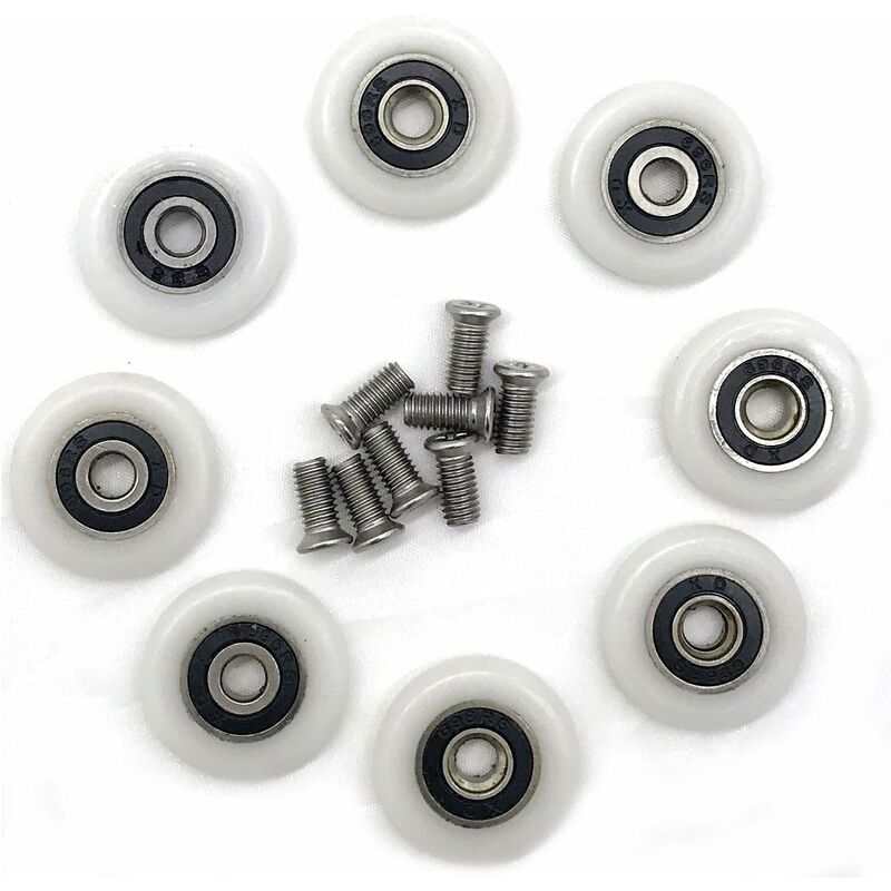 Set of 8 Replacement Shower Door Rollers Wheels 23mm Diameter - Image 1