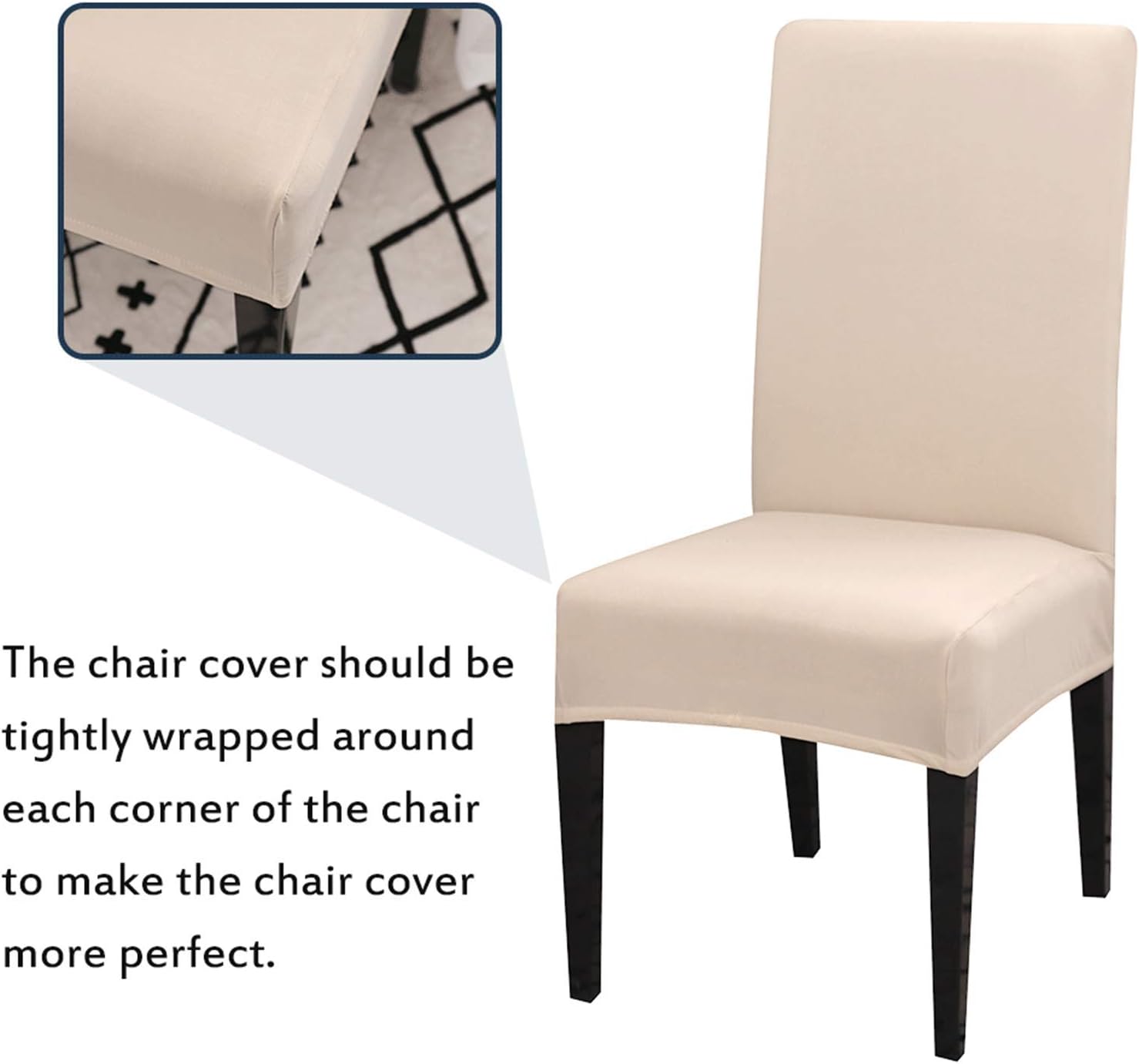 Dining Room Chair Covers, Set of 4 or 6, Stretchy, Removable, Washable, Chair Covers, Decorative Protectors, Seat Covers for Hotel Beige-tfrf Beige 6pcs - Image 2
