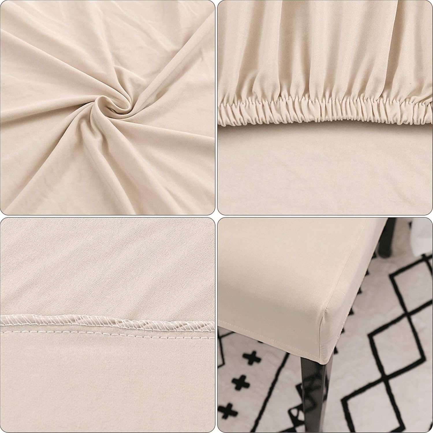 Dining Room Chair Covers, Set of 4 or 6, Stretchy, Removable, Washable, Chair Covers, Decorative Protectors, Seat Covers for Hotel Beige-tfrf Beige 6pcs - Image 5