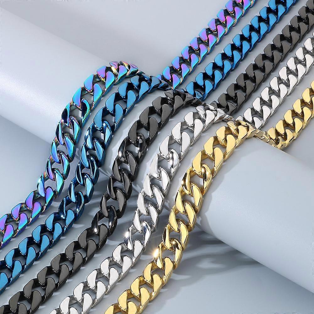 Necklace for Men 50/60CM 316L Stainless Steel 15MM Width Curb Cuban Link Chains On Neck Jewelry Men's Necklace Accessories (Multicolor, 50CM) - Image 2