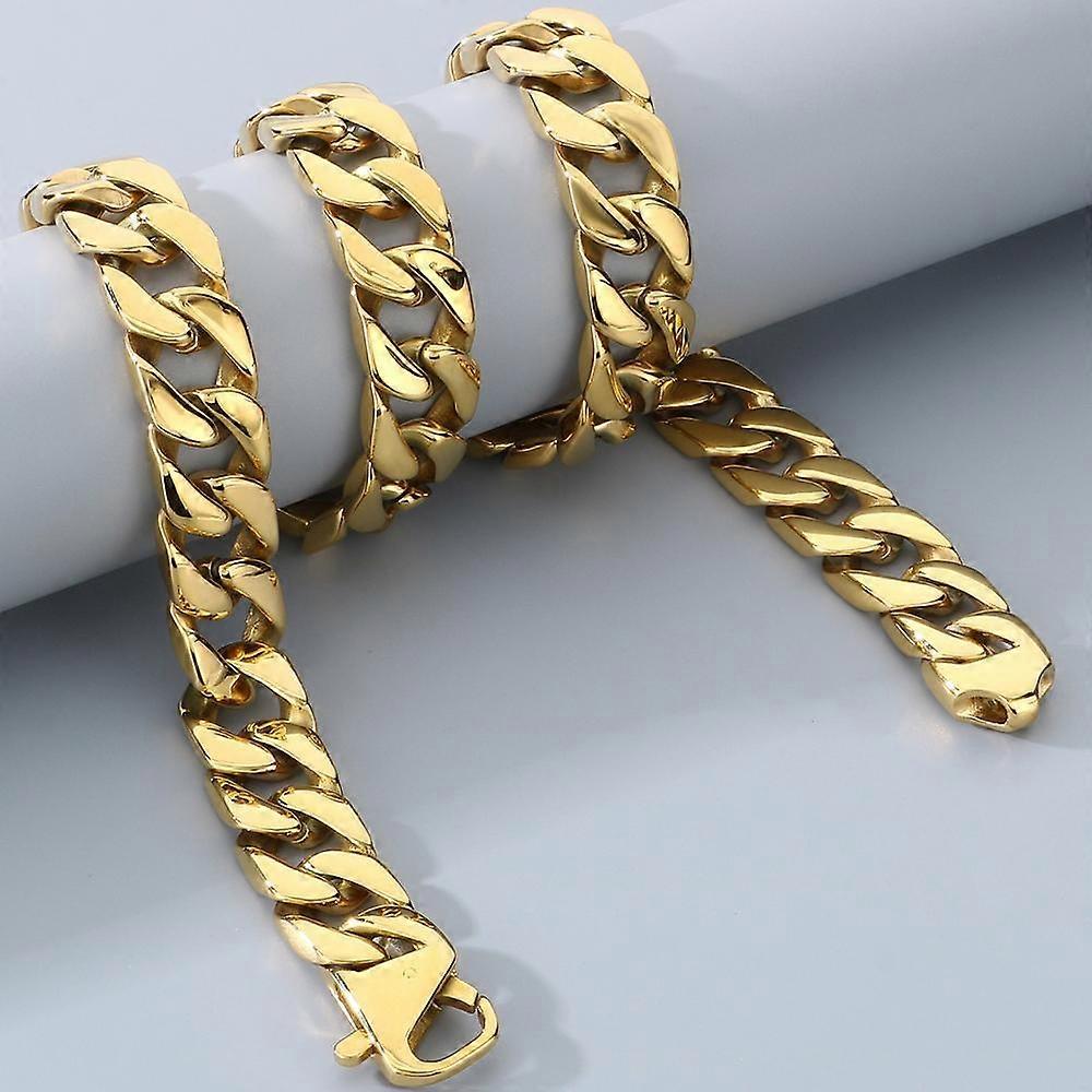 Necklace for Men 50/60CM 316L Stainless Steel 15MM Width Curb Cuban Link Chains On Neck Jewelry Men's Necklace Accessories (Multicolor, 50CM) - Image 5