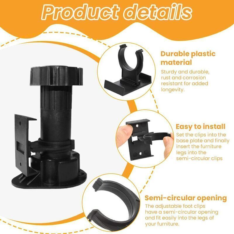 20 pcs Furniture Foot Fixing Clamp 28mm to 32mm Plinth Clamp Screwable Plinth Clamp Kick Plate Clamp Kitchen Plinth Fixing Clamp with 40 Screws, DEBUNS - Image 3