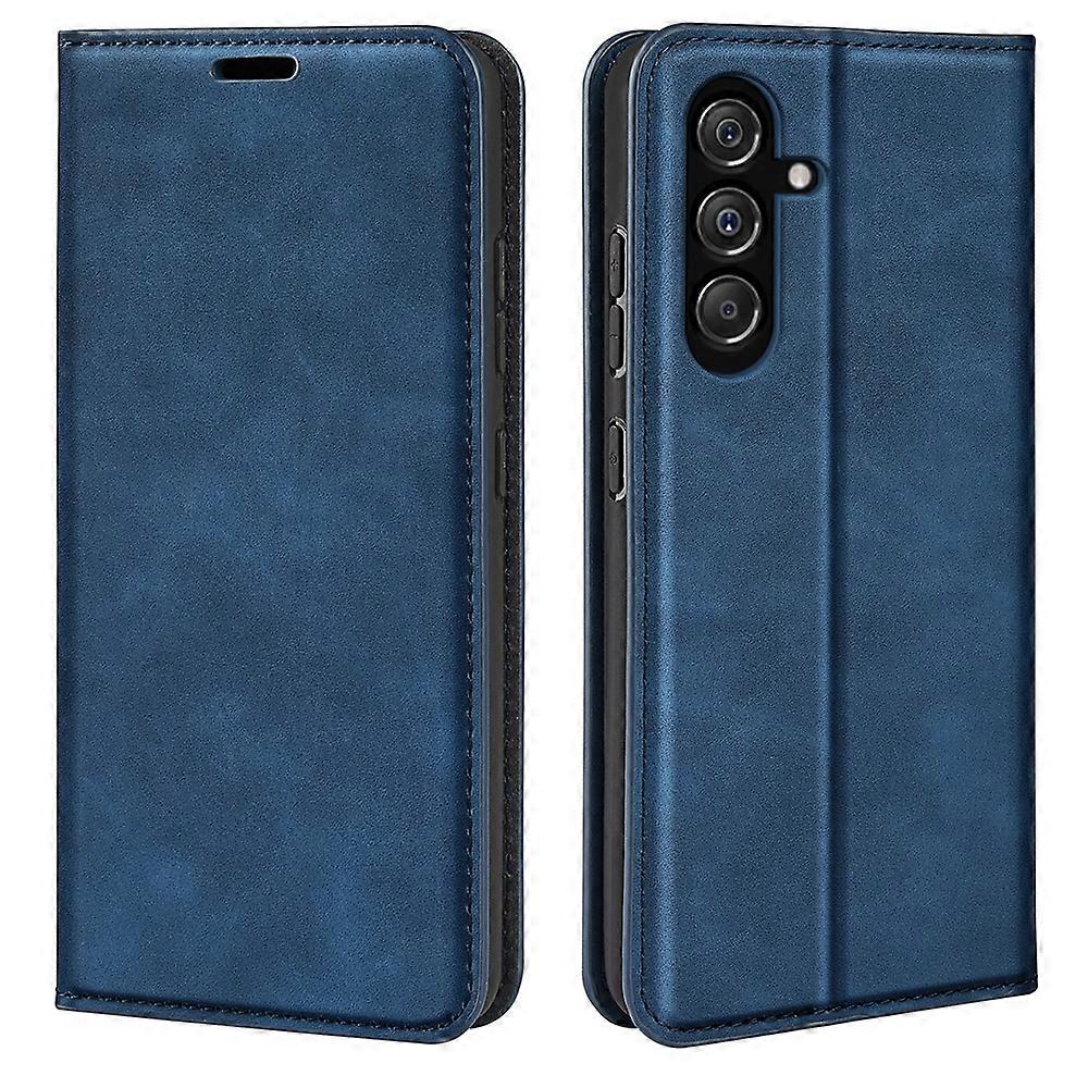 Retro-skin Magnetic Leather Phone Case Dark Blue For Samsung Galaxy M34 5G - Image 1
