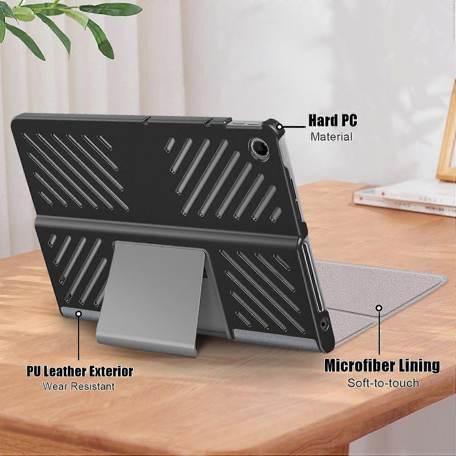 Protective Stand for Lenovo Tab Plus 11.5 inch TB351FU with Heat Dissipation in Leather Grey Grey - Image 4
