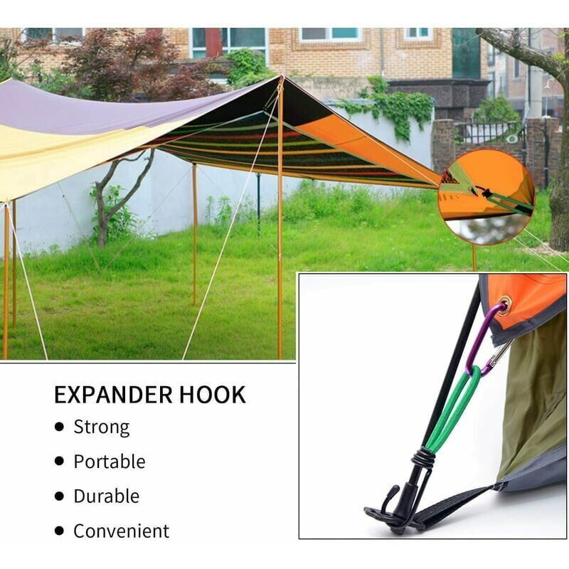 16 Pieces Rubber Straps with Hooks, Tent Rubber Hook, Camping Tent Hook Rubber Strap, for Camping, Tarpaulins, Awnings, Tents--Green - Image 2