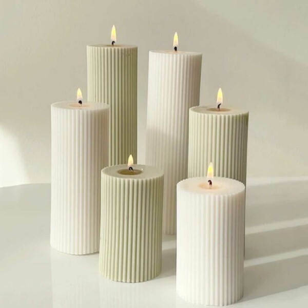 Halloween Deals DIY Silicone Candle Mold Ribbed Candle White White - Image 2