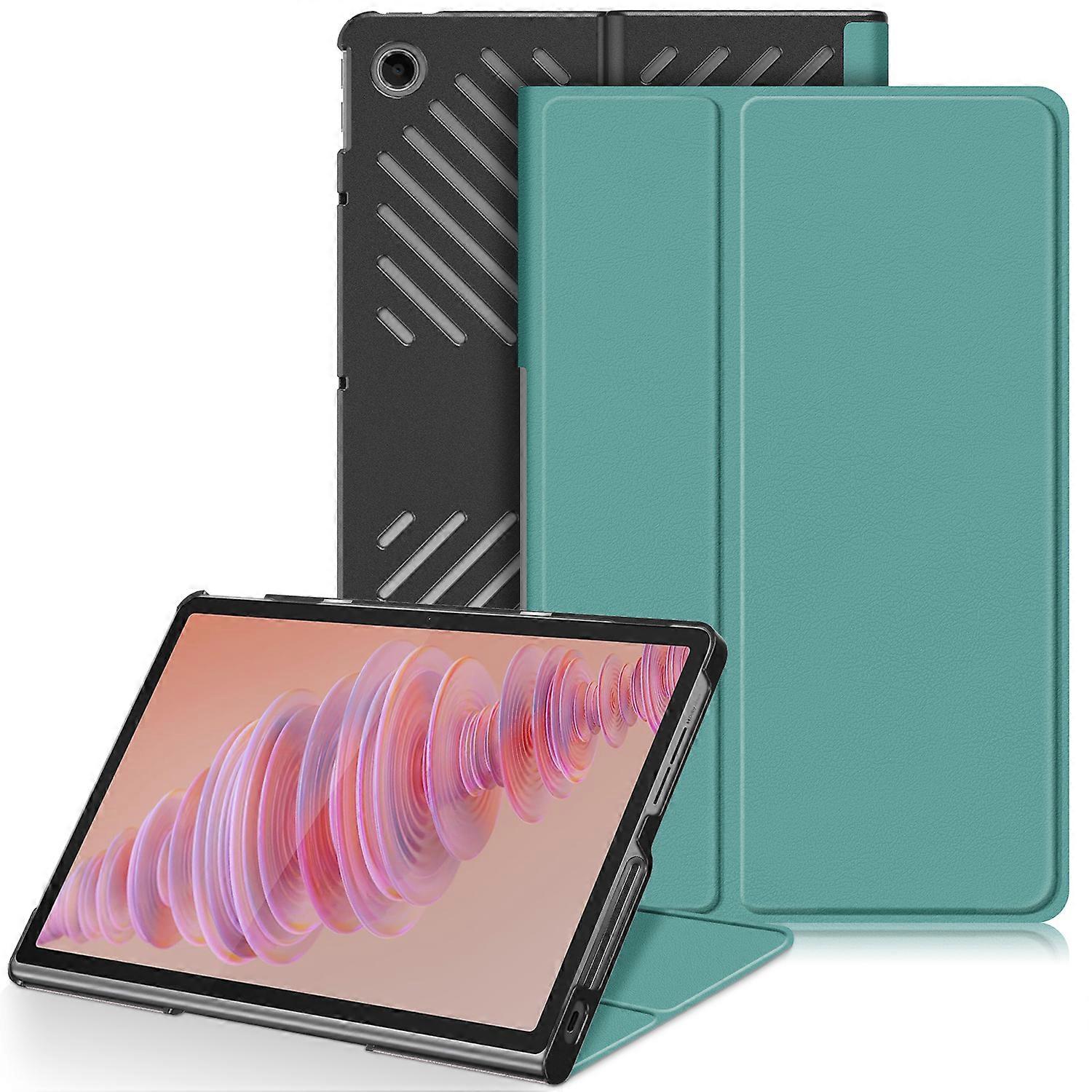 Protective Stand for Lenovo Tab Plus 11.5 inch TB351FU with Heat Dissipation in Leather Blackish Green - Image 1