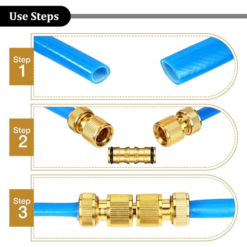 Garden Hose Connectors Double Male Connectors Brass Hose Connectors for Garden Hose Faucet (4 Set) - Image 4