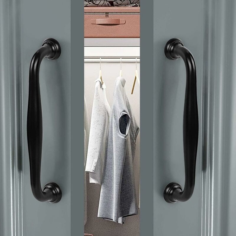 10 pcs Black Furniture Handles - Black Kitchen Furniture Handles Door Handles Drawer Bedroom Center Distance 128mm, Handles for Wardrobes - Image 4