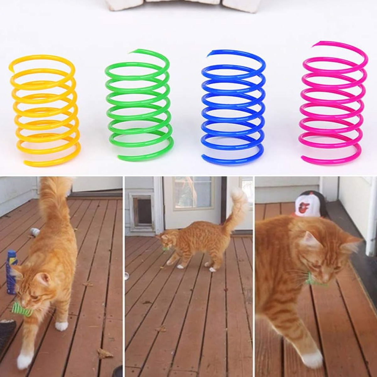 Cat Spiral Spring, Creative Toy to Pass the Time and Keep Shape Interactive Durable Heavy Duty Plastic Colorful Toy for Rocking - Image 4