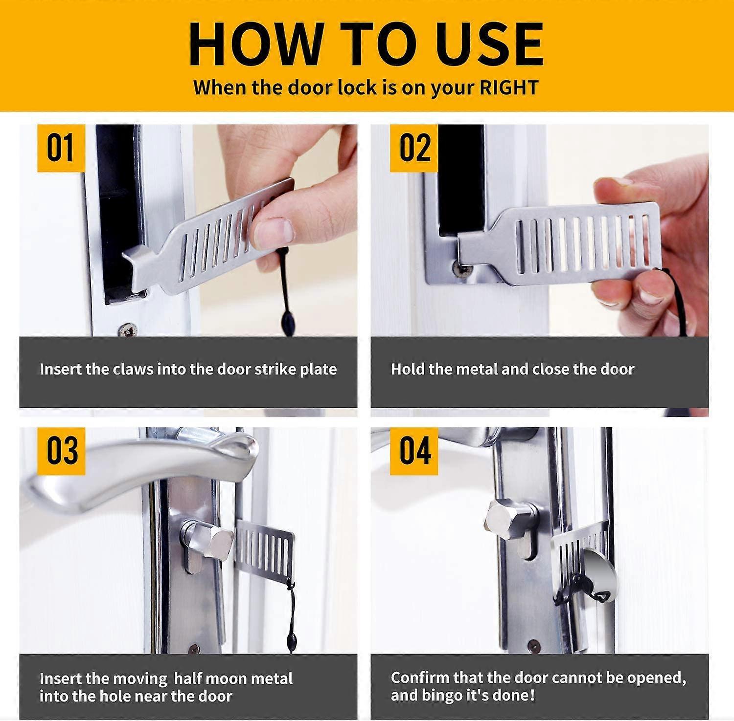 Portable Door Lock for Travel - Improved Travel Door Lock Hotel Door Lock Apartment Security Device Door Stopper - Image 5