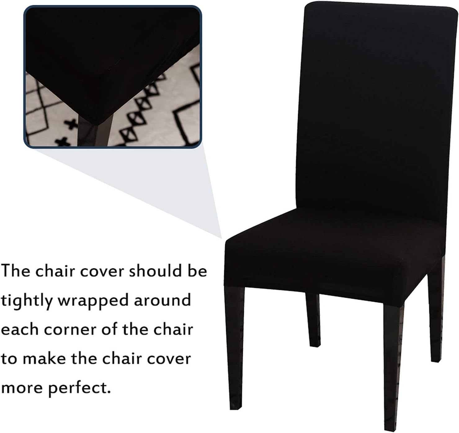 Dining Room Chair Covers, Set of 4 or 6, Stretchy, Removable, Washable, Chair Covers, Decorative Covers, Seat Covers for Hotels Black-tfrf Black 6pcs - Image 3