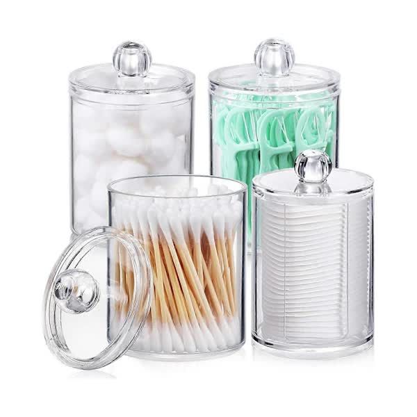 Sophisticated Crystal Glass Apothecary Jars for Bathroom Accessories, Clear Glass Container with Removable Lids for Vanity Organizers, Decora - Image 4