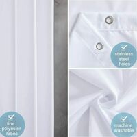 pc mildew resistant shower curtain washable waterproof fabric large polyester shower curtains for bathtub or bathroom white 200x220cm - Image 3