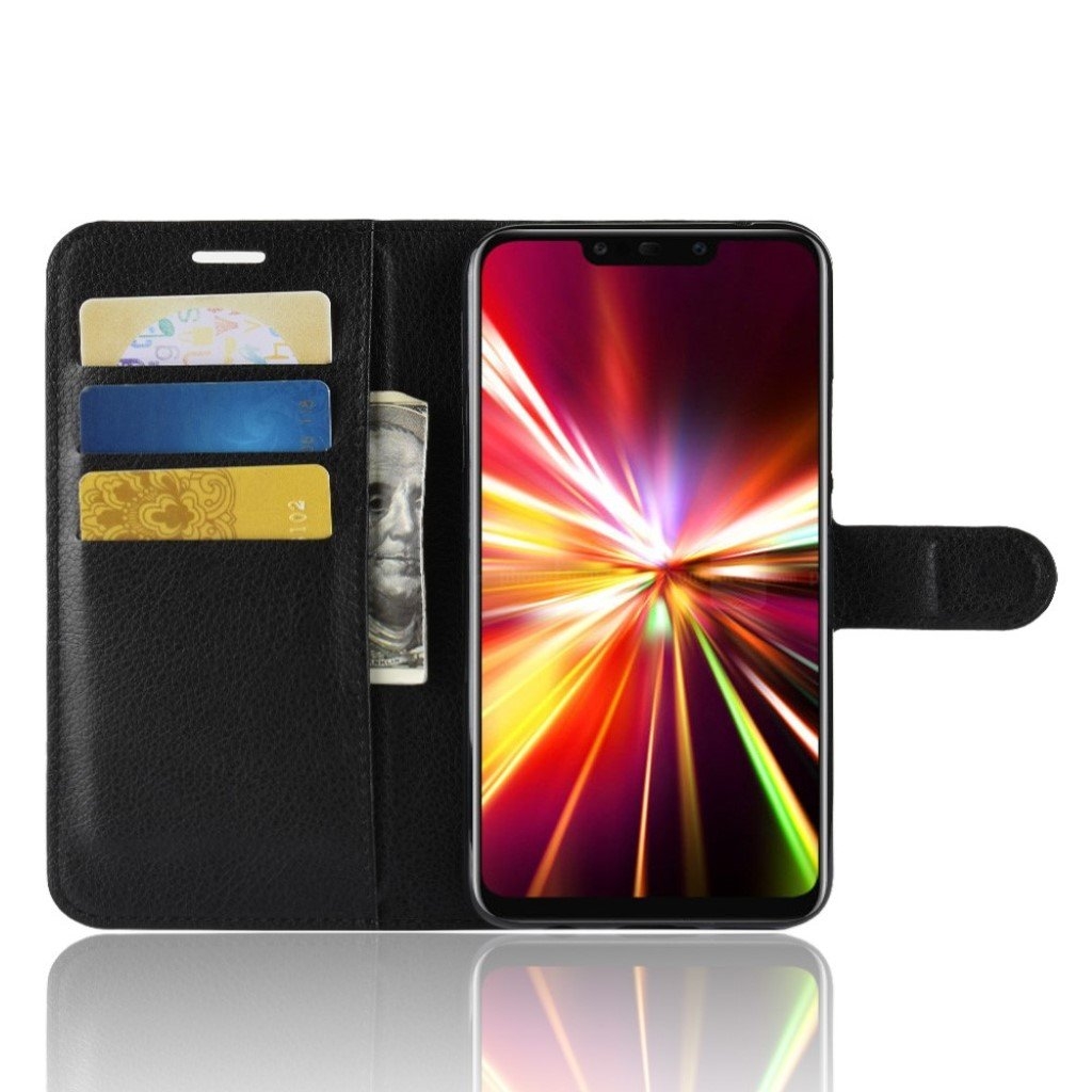 Huawei Mate 20 Lite mobile case synthetic leather silicone standing wallet litchi texture - Black Black Black - Image 2