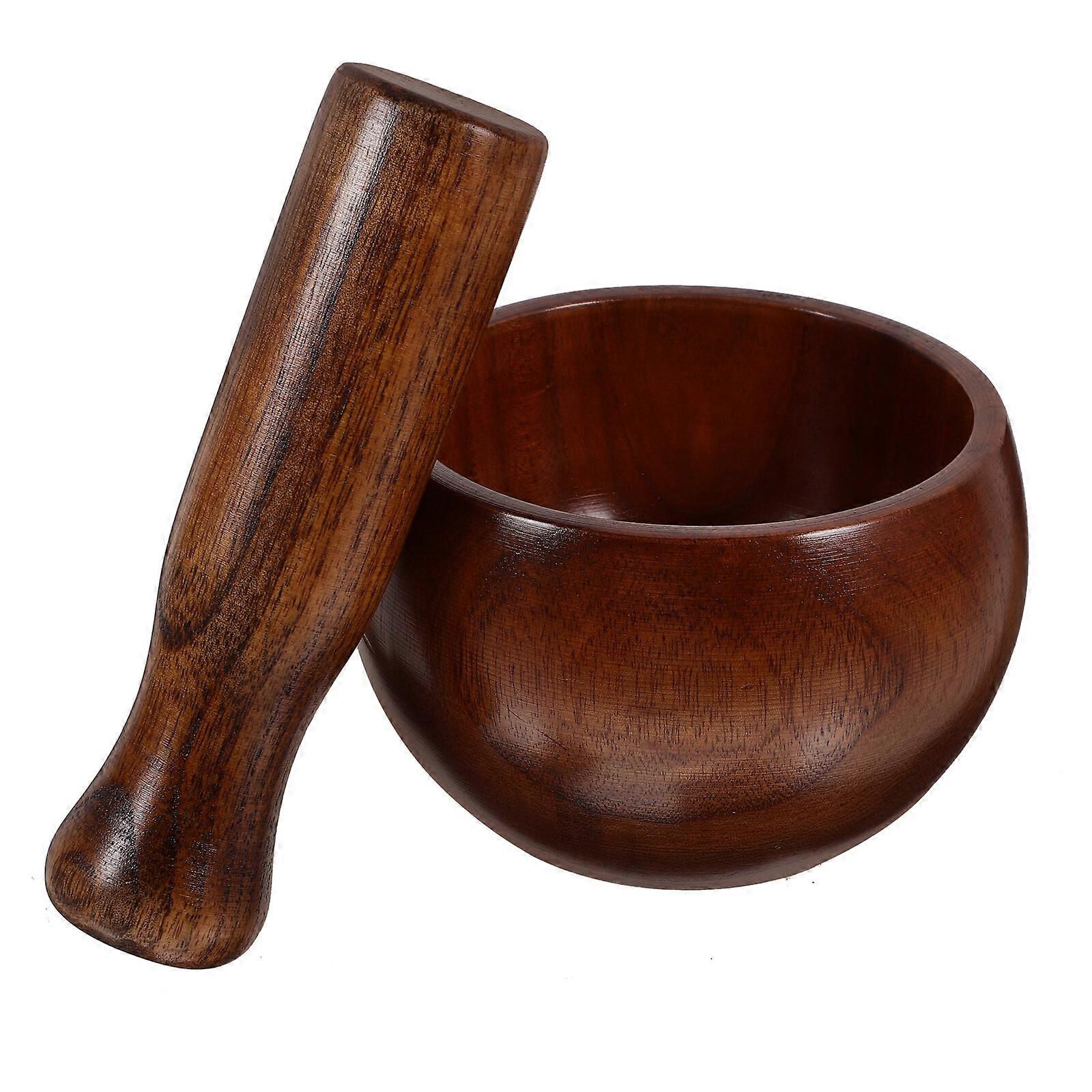 Set Wooden Mortar Pestle Set Kitchen Grinding Bowl Mortar Pestle Set For Guacamole_MGF - Image 2