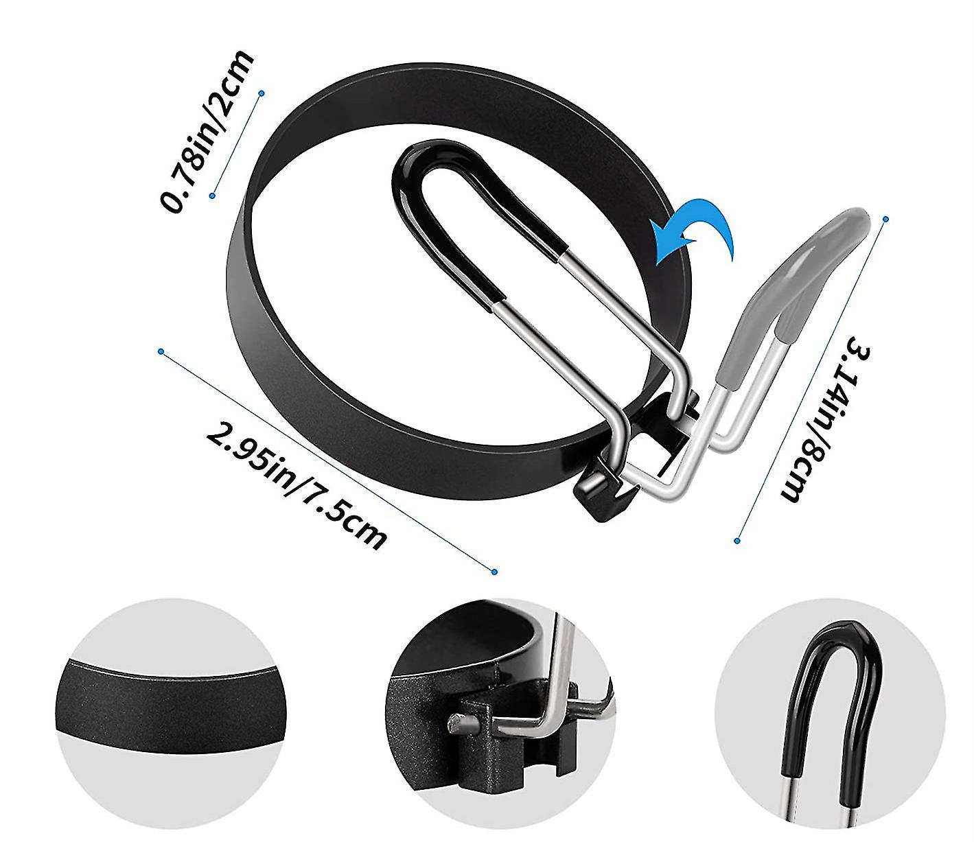 Stainless Steel Egg Ring Pancake Mold for Fried Eggs and Omelets - 4 Pieces - Image 2