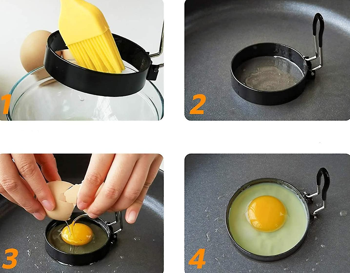 Stainless Steel Egg Ring Pancake Mold for Fried Eggs and Omelets - 4 Pieces - Image 4