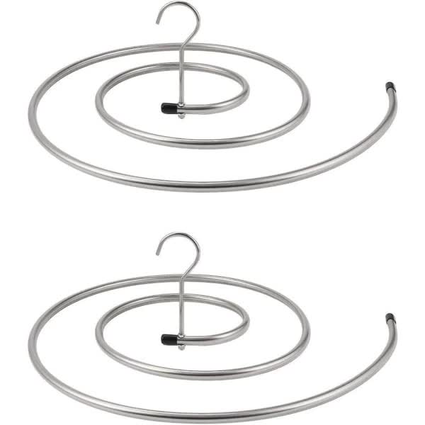 QU/2 pcs Clothes Drying Rack Stainless Steel Laundry Holder Spiral Hanger for Blankets, Sheets, Curtains (Silver) - Image 1
