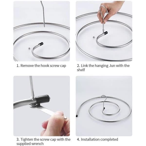 QU/2 pcs Clothes Drying Rack Stainless Steel Laundry Holder Spiral Hanger for Blankets, Sheets, Curtains (Silver) - Image 2