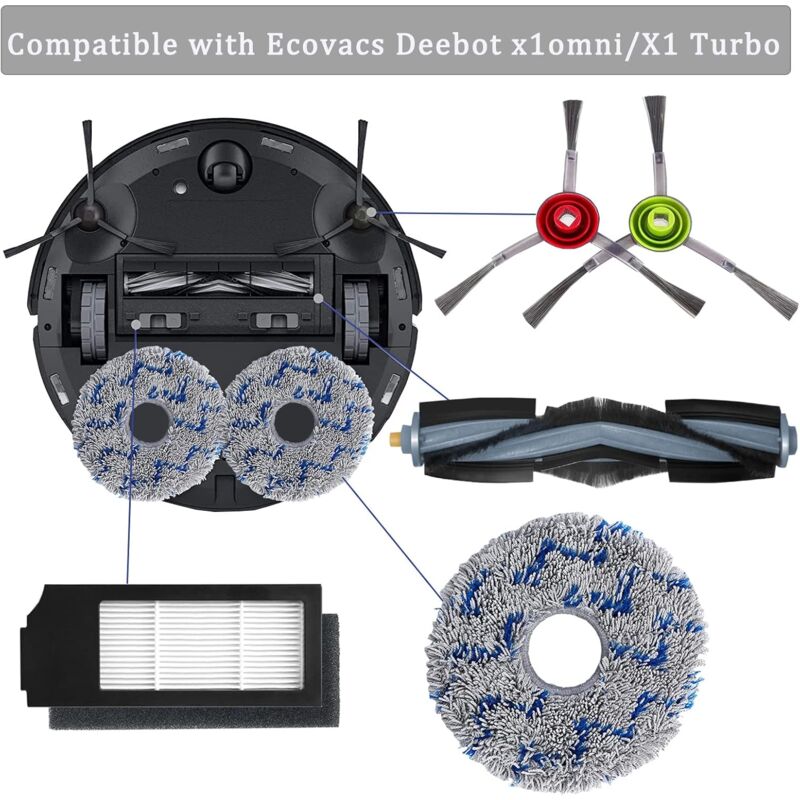 Filter Brush Cloth Replacement Accessories Set for Ecovacs DEEBOT T20 Omni T10 Omni DEEBOT X1 Omni X1 Turbo X1 Plus Robot Vacuum Cleaner (15 Pieces) - Image 5