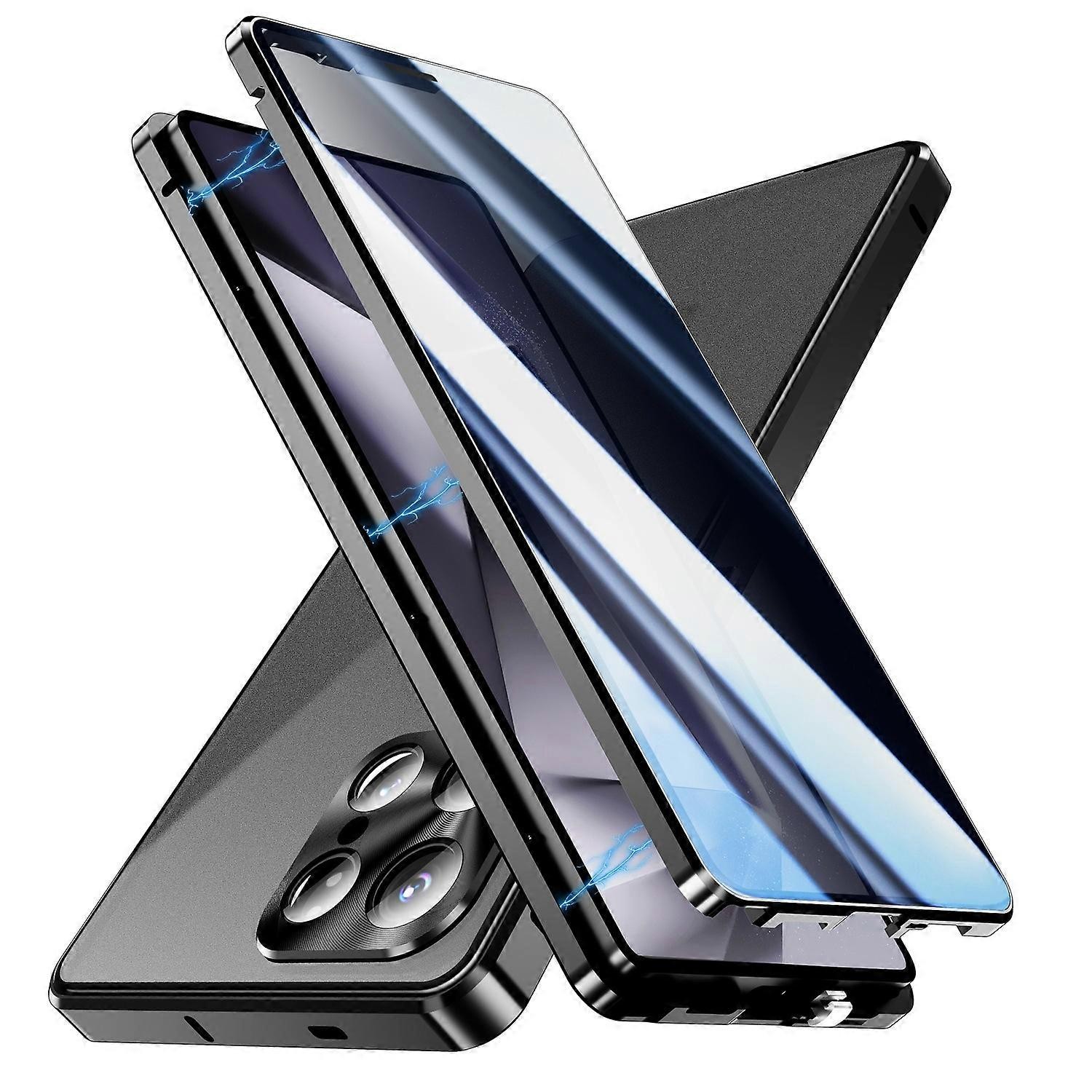 Compatible with Samsung Galaxy S25 Ultra Case Anti-Spy Double-Sided Tempered Glass Magnetic Phone Case - WELLNGS Black_yux Black - Image 1