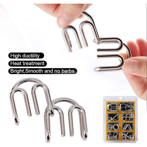 8pcs/set Metal Brain Teaser IQ Brain Training Puzzle Rings Separate Toy Board Games for Kids and Adults - Image 3
