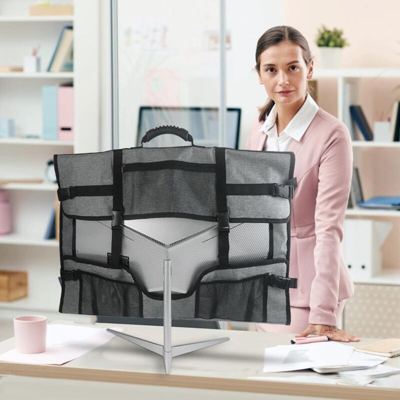 Monitor Carrying Case, Protective Storage Bag with Carrying Handle, Compatible with 24 to 27-inch Desktop Computer Monitors and Accessories - Image 3