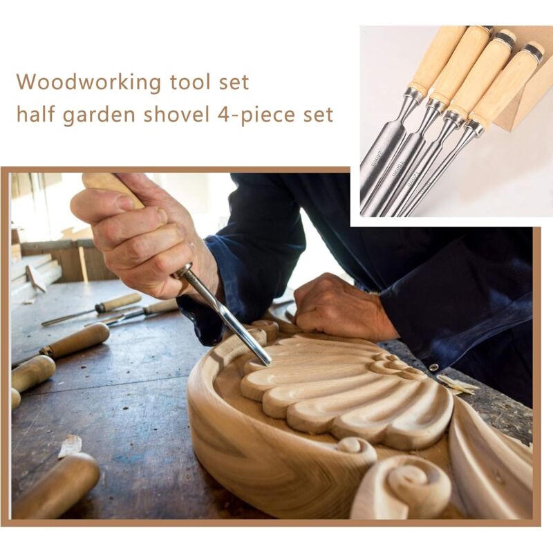 4pcs Artist Carpenter Woodcut Wood Carving Hollow Iron Woodworking Sculpture Chisel Wood Carving Chip Carpentry Mortise Crafts (6mm/12mm/18mm/24mm) - Image 4
