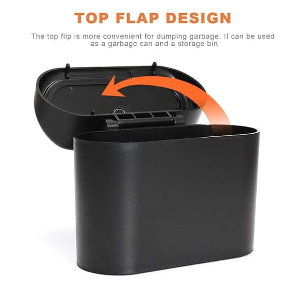 Small Car Trash Can, Car Storage Box, 2-Pack Small Waterproof Car Trash Can with Lid Portable Hanging Storage Box for Car Office - Image 5