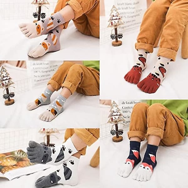 Galaxy Toe Socks for Children 5 Pairs Cartoon Animal Pattern Five Finger Socks 3-7 Years Color 2_MGF - Image 5