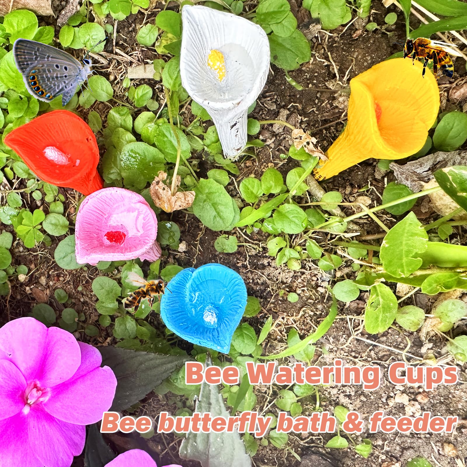 5-pack bee drinking station, garden cup for bees, drinking station for bees and butterflies, bee waterer for outdoor garden decoration blue - Image 4