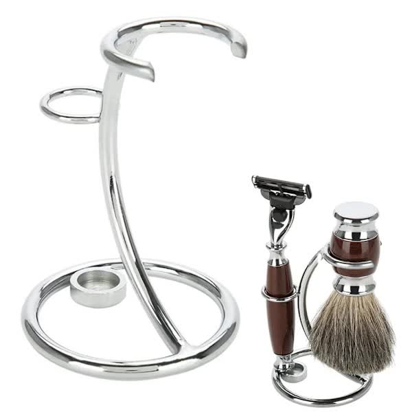 Razor and brush holder, razor stand, razor holder, shaving brush holder made of stainless steel, for storing razors and shaving brushes - Image 1