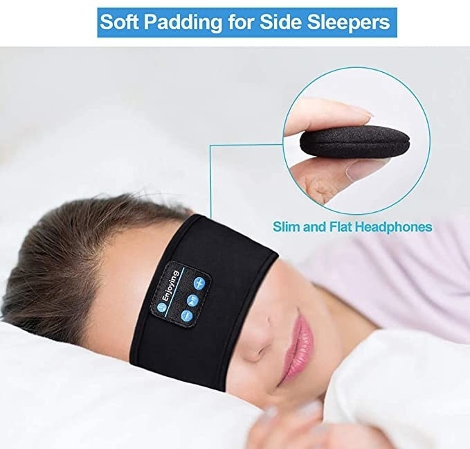 Wireless Stereo Headset with Headband for Running, Sleeping and Music - Black - Image 4